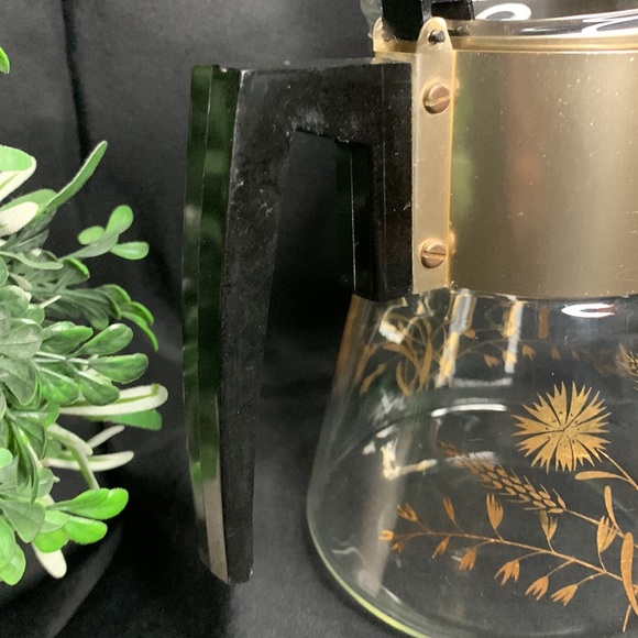 Vintage MCM David Douglas Flameproof coffee/tea carafe with gold wheat & flowers - Picture 6 of 9